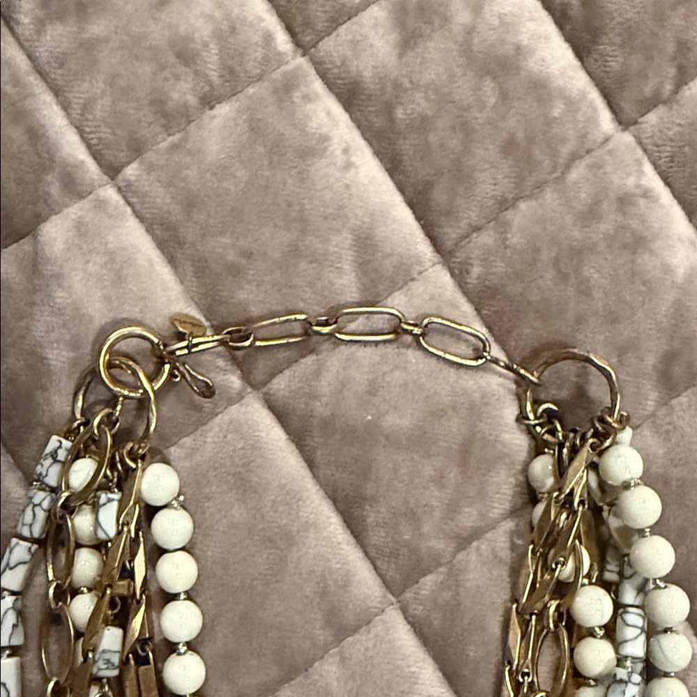 Stella & Dot Cream and Gold Layered Statement Necklace - Picture 2 of 4